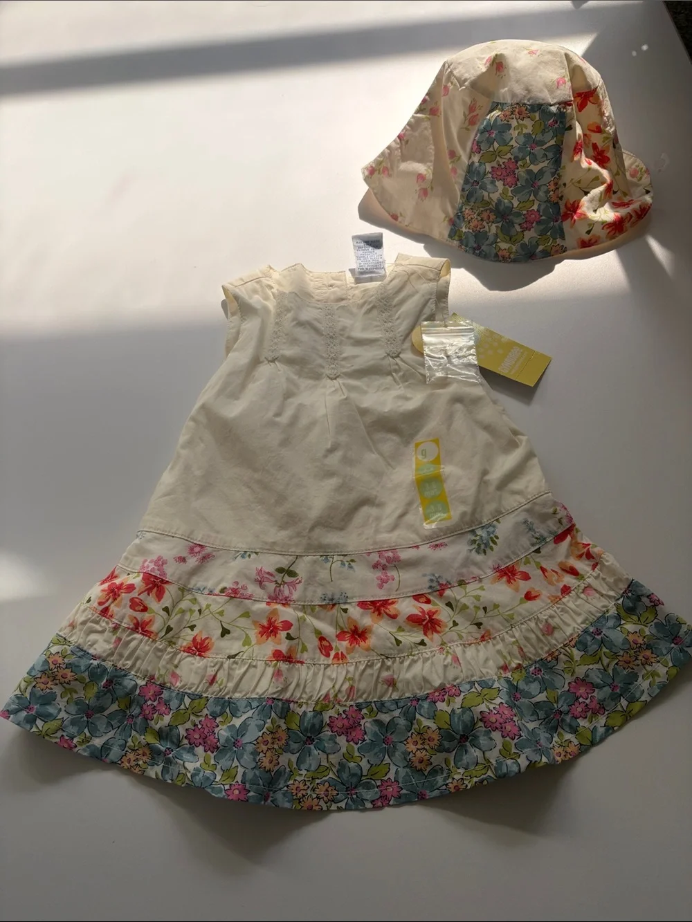 NWT 2004 Gymboree Flower Fields Dress Set Sun Hat Bloomers 3-6M Cottagecore